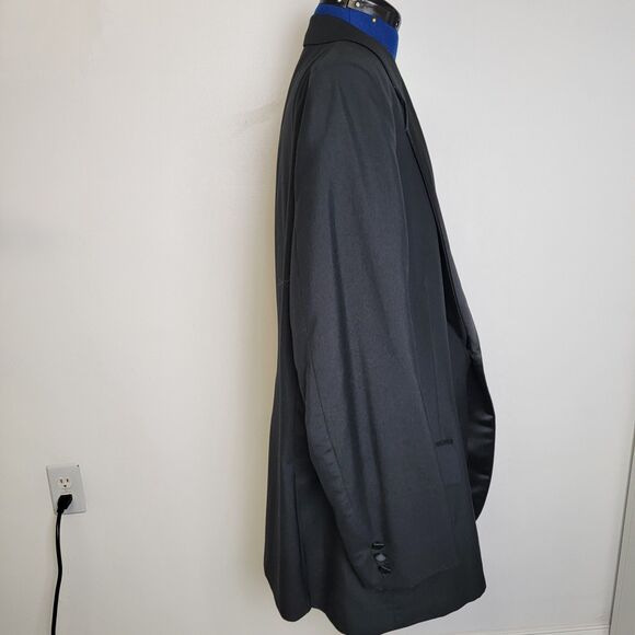 Black Mens Tuxedo Satin Lapel 1-Button Single Vent Formal Blazer Jacket 46R - Picture 4 of 14
